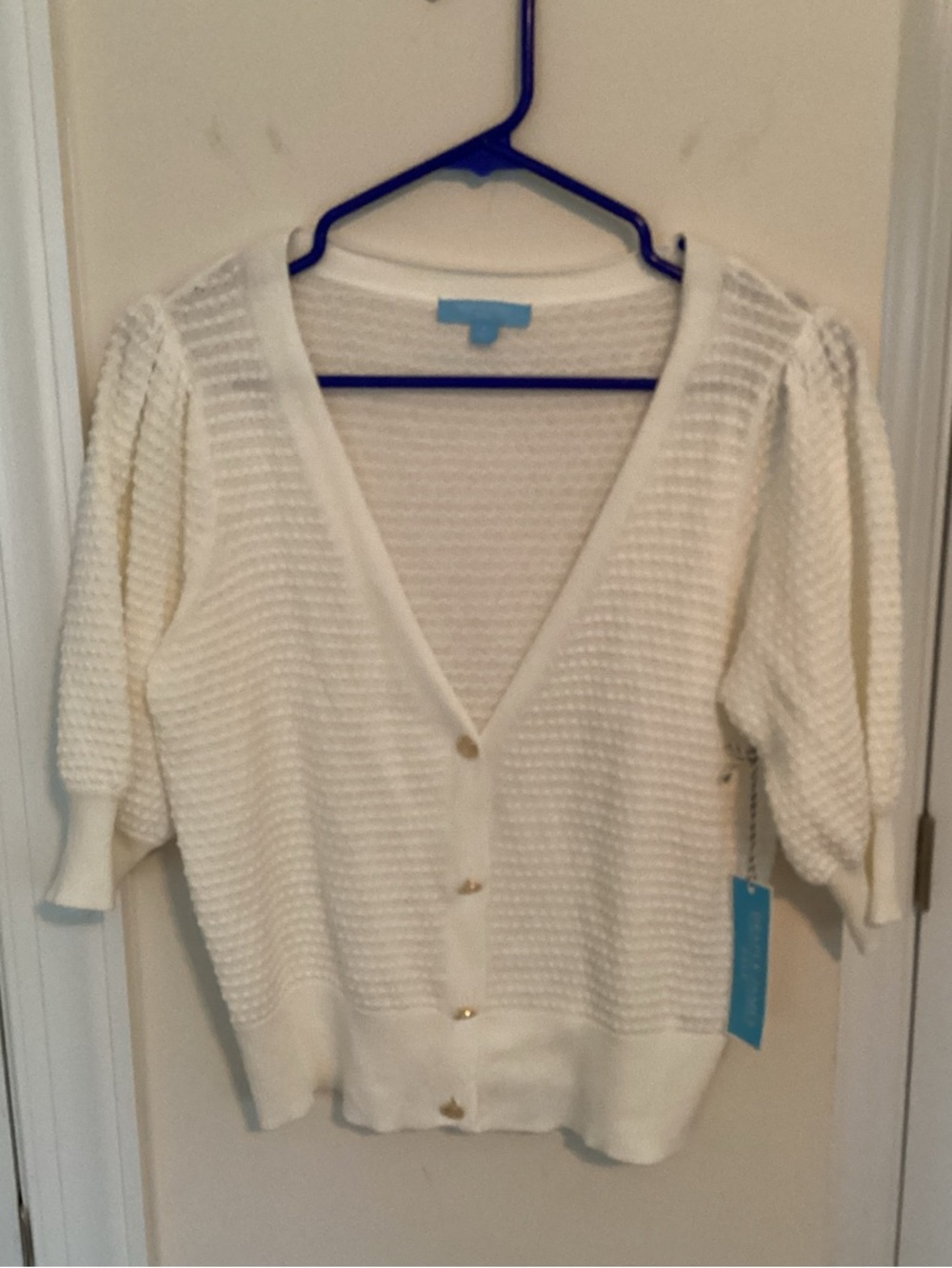 Draper James Cream V-Neck Button Cardigan
